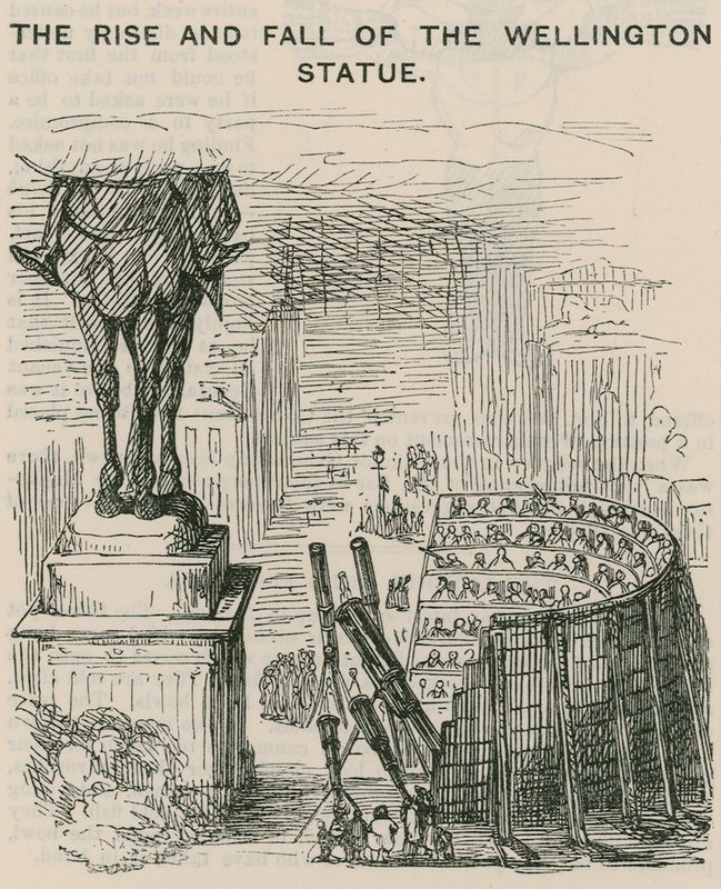 De opkomst en ondergang van het Wellington-standbeeld; cartoon door English School