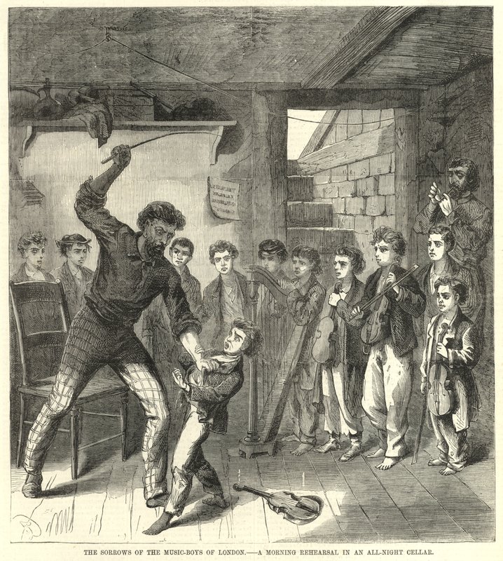 De zorgen van de muziekjongens van Londen door English School