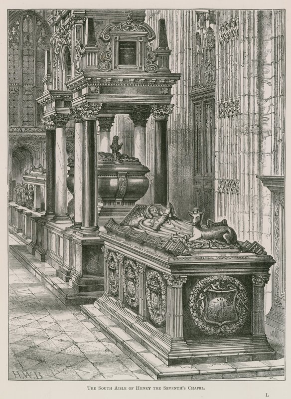 De zuidelijke zijbeuk van de kapel van Hendrik VII door English School
