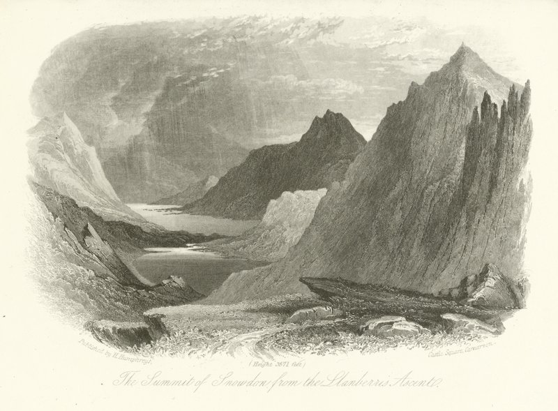 De top van Snowdon vanaf de Llanberis beklimming, Wales door English School