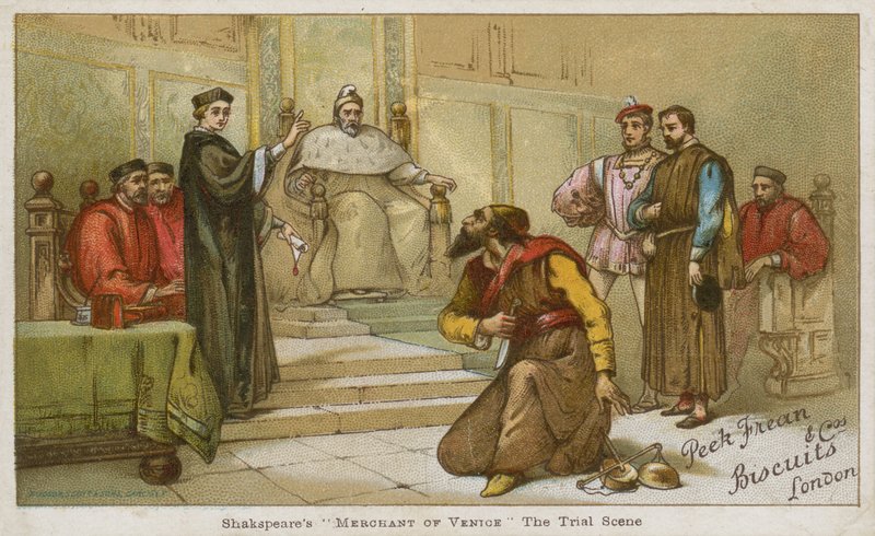De rechtszaak uit Shakespeares De Koopman van Venetië door English School