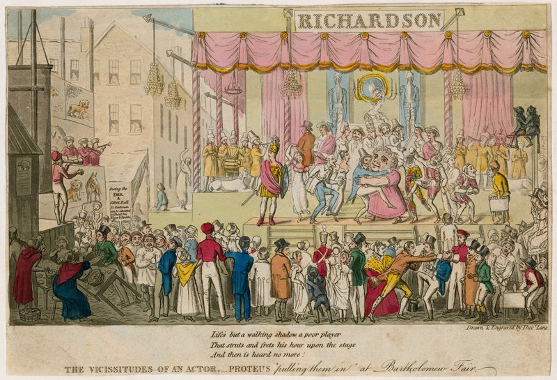 De wisselvalligheden van een acteur, Proteus die ze binnenhaalt op Bartholomew Fair, Londen door English School