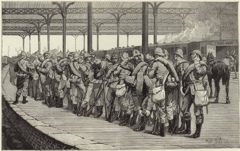 De vrijwilligersparade: vertrek van het kunstenaarskorps vanaf Victoria treinstation door English School