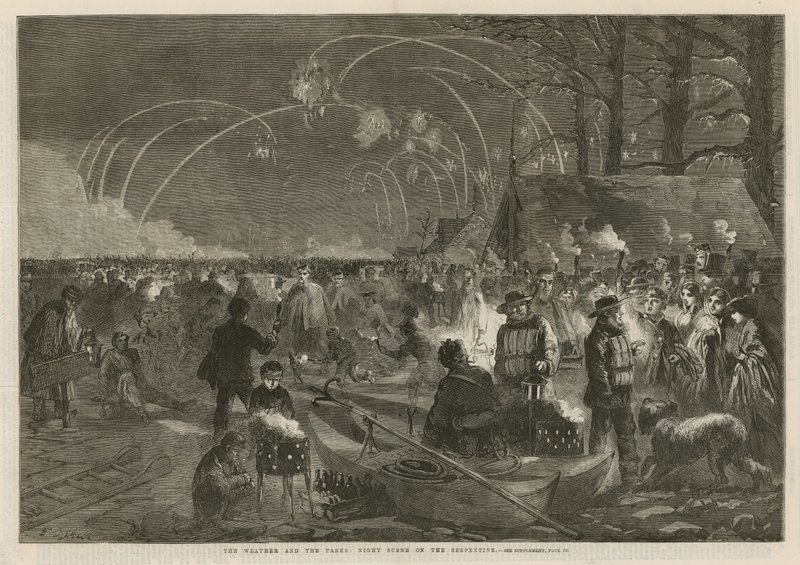 Het weer en de parken: nachtscène op de Serpentine door English School
