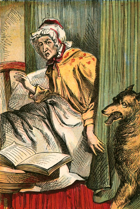 De wolf bij het huisje van grootmoeder door English School