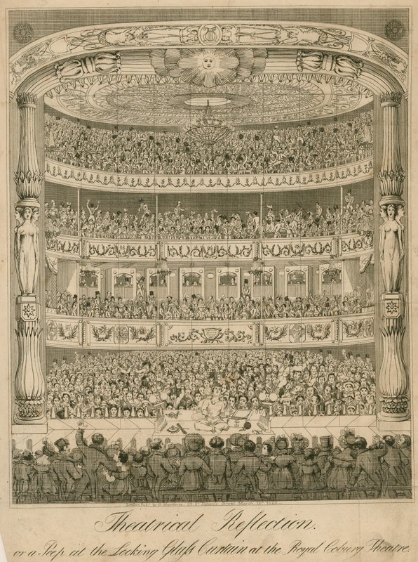 Theatrale reflectie of een blik op het spiegelgordijn in het Royal Coburg Theater door English School