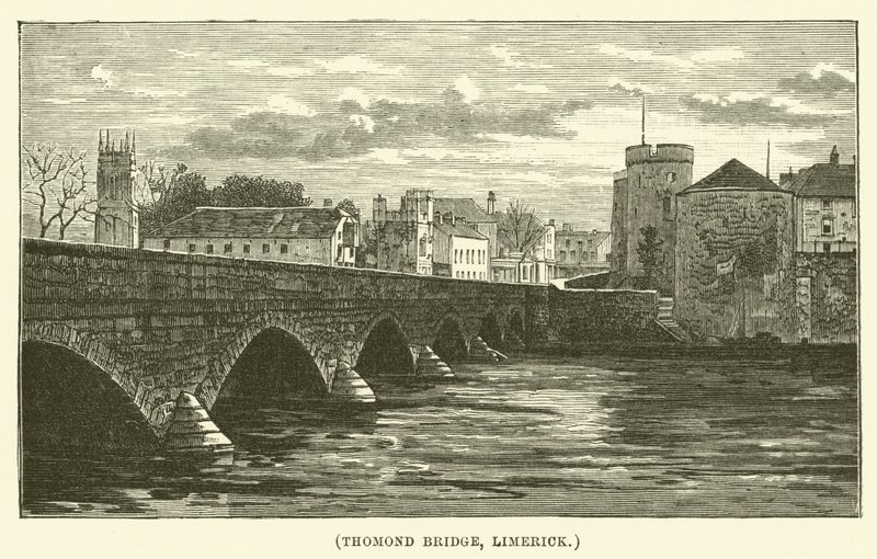 Thomond Bridge, Limerick (gravure) door English School