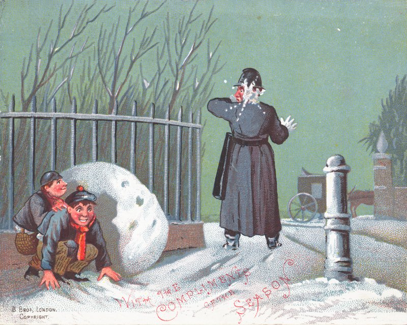 Sneeuwballen gooien naar een agent door English School