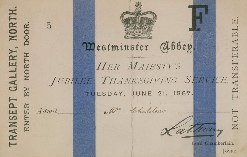Kaartje voor de jubileum dankdienst van Hare Majesteit door English School