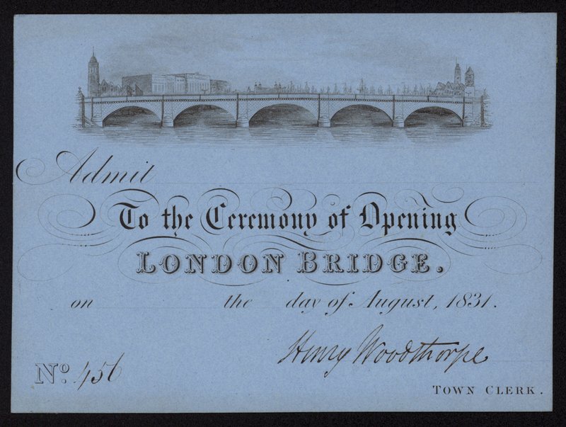Toegangsbewijs voor de opening van London Bridge door English School