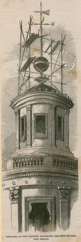 Tijdkogel bij het station van de Electric Telegraph Company, West Strand door English School