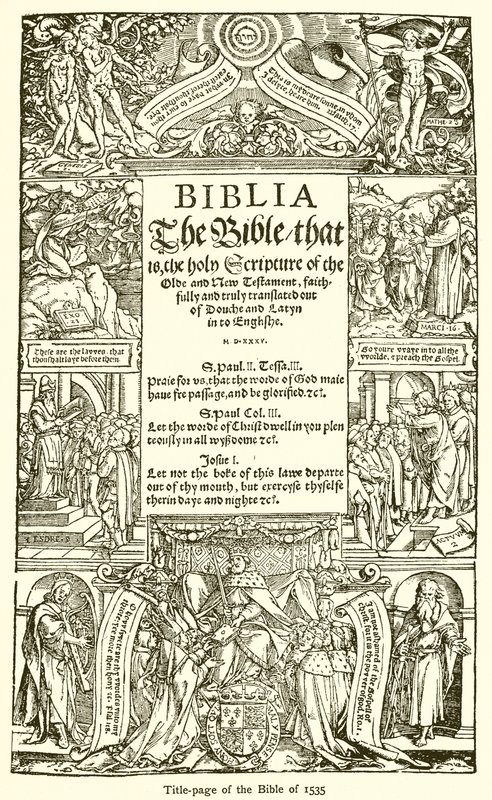 Titelpagina van de Bijbel van 1535 door English School