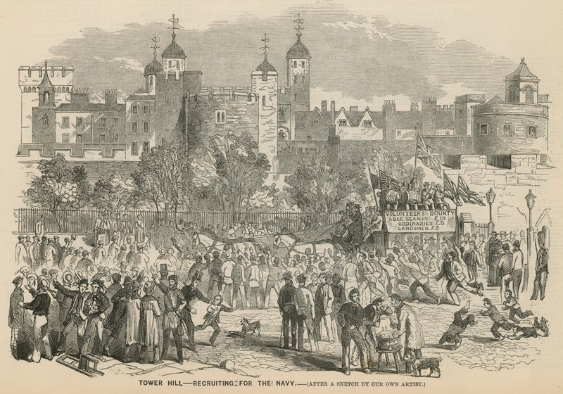 Tower Hill, Londen: werving voor de Marine door English School