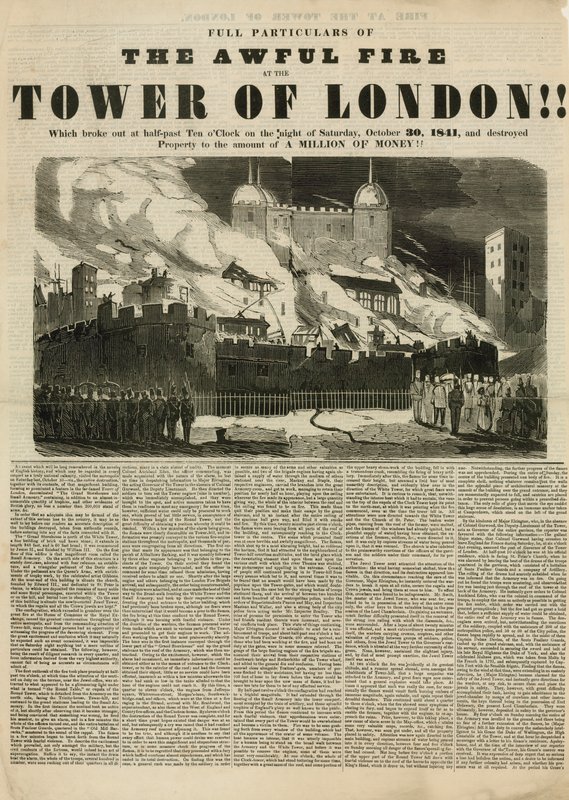 Brand in de Tower of London, 1841 door English School
