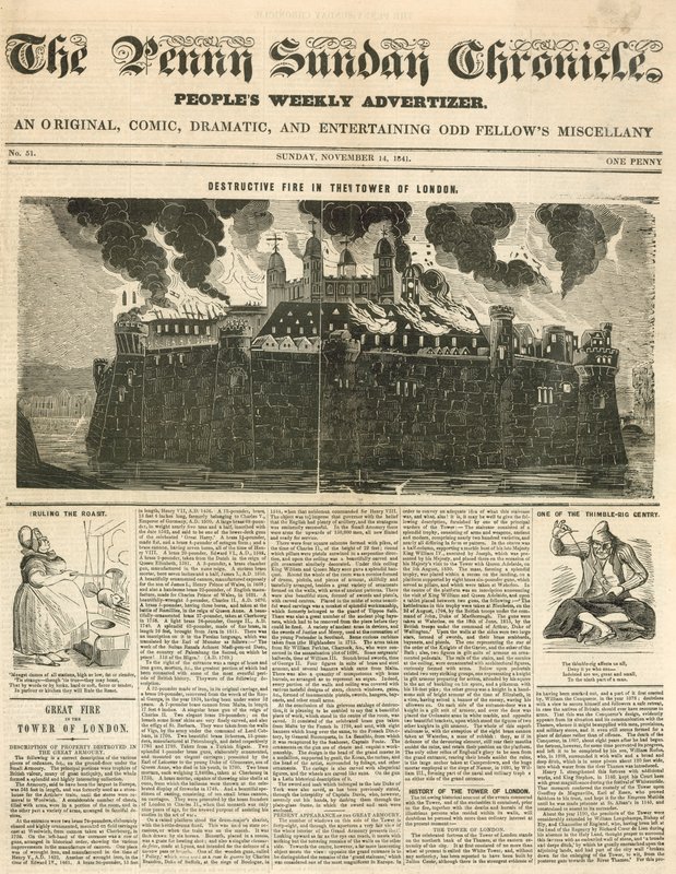 Brand in de Tower of London, 1841 door English School