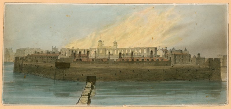Brand in de Tower of London, 1841 door English School