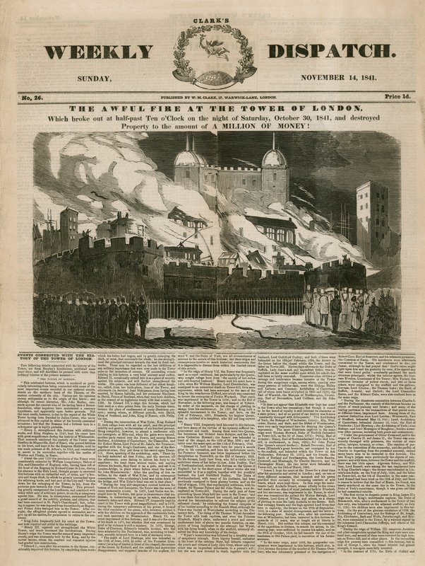 Brand in de Tower of London, 1841 door English School