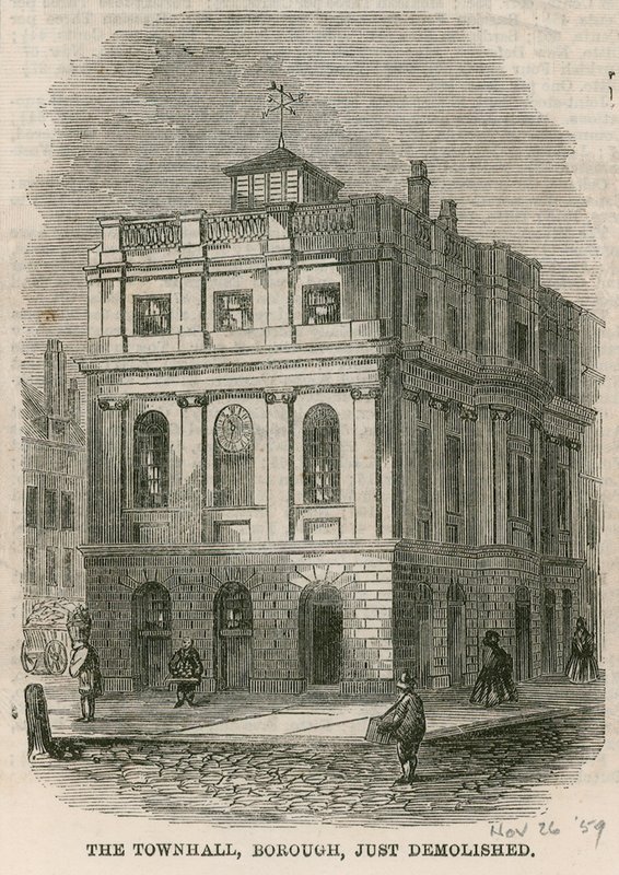 Stadhuis, Borough High Street, Southwark, Londen, net gesloopt door English School
