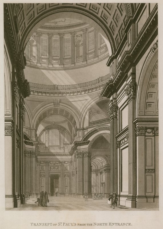Transept van St Pauls Kathedraal Londen, vanaf de noordelijke ingang door English School