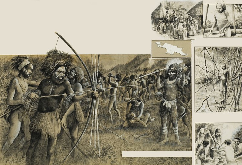 Stamleden van Nieuw-Guinea door English School