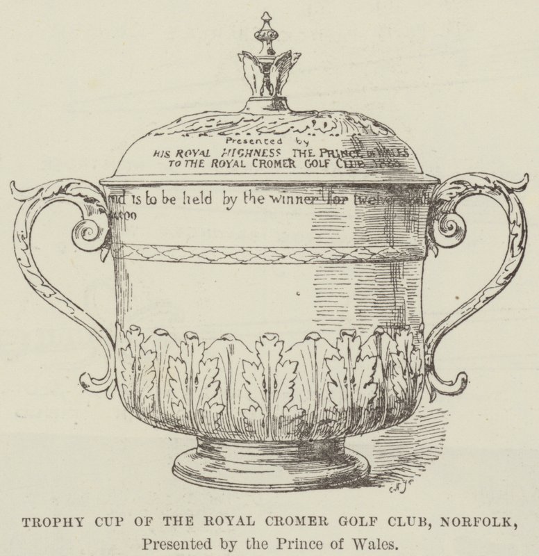Trofee beker van de Royal Cromer Golf Club, Norfolk, gepresenteerd door de Prins van Wales door English School