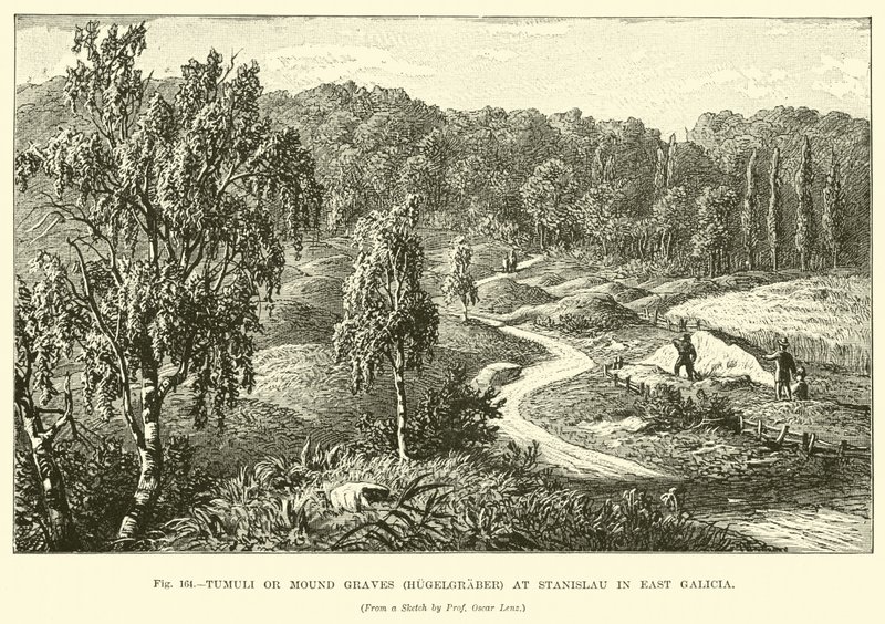 Tumuli of grafheuvels (Hügelgräber) bij Stanislau in Oost-Galicië door English School