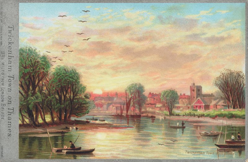 Twickenham Town aan de rivier de Theems door English School