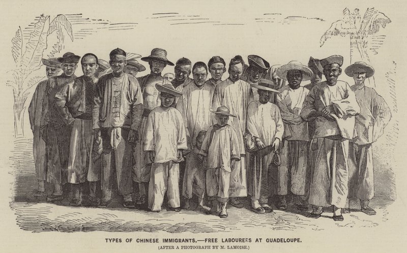 Typen Chinese immigranten, vrije arbeiders in Guadeloupe door English School