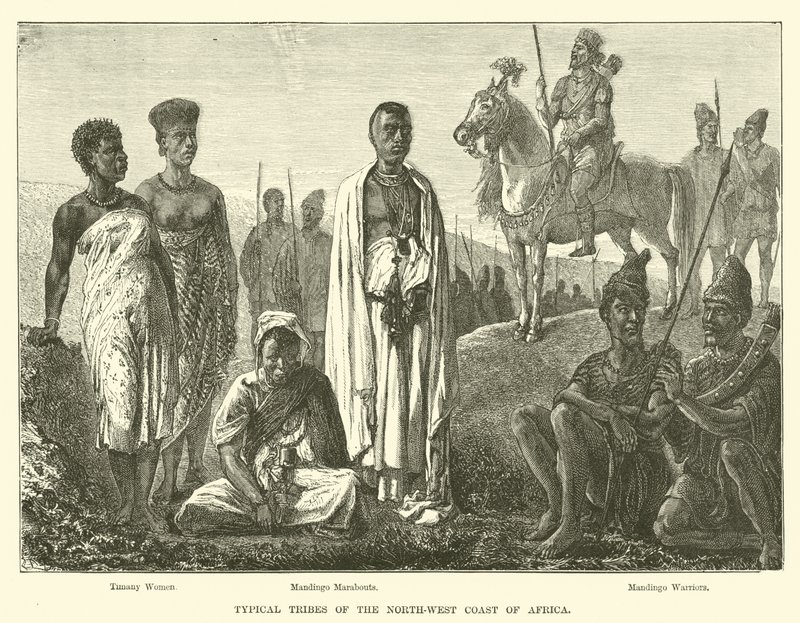 Typische stammen van de noordwestkust van Afrika door English School