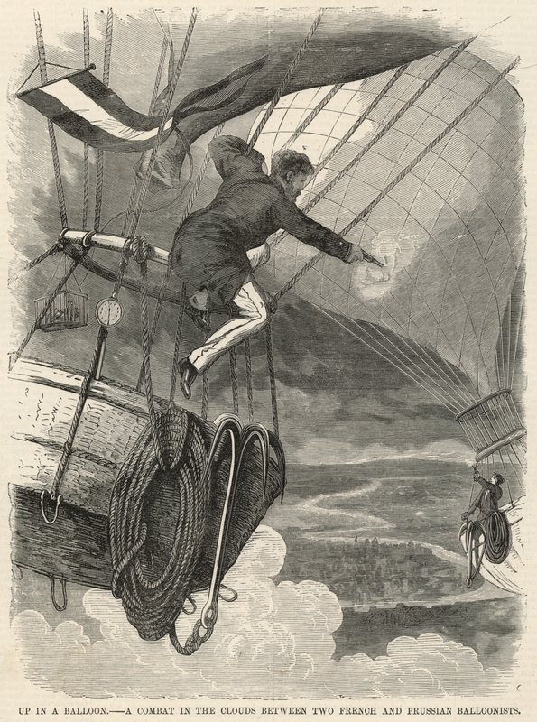 In een luchtballon; Een gevecht in de wolken tussen twee Franse en Pruisische ballonvaarders door English School
