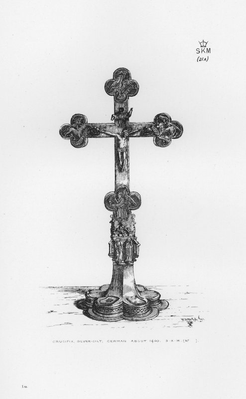 Victoria en Albert Museum: Kruisbeeld, verguld zilver, Duits, circa 1400 door English School