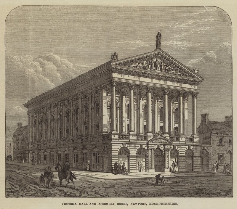 Victoria Hall en Vergaderzalen, Newport, Monmouthshire (gravure) door English School