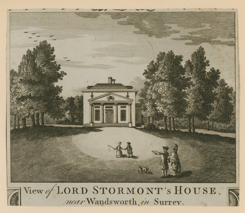 Uitzicht op het huis van Lord Stormont nabij Wandsworth in Surrey door English School