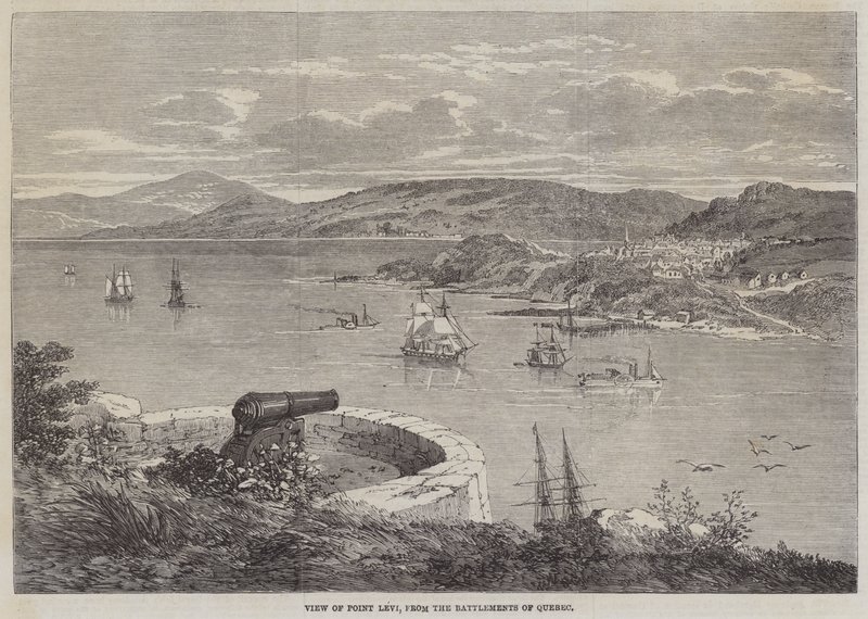 Uitzicht op Point Levi, vanaf de wallen van Quebec door English School