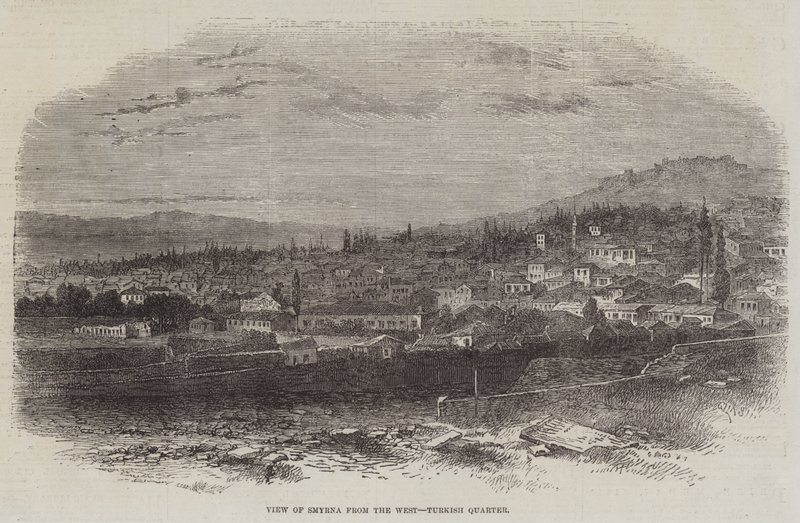 Uitzicht op Smyrna vanuit het westen, Turks kwartier door English School