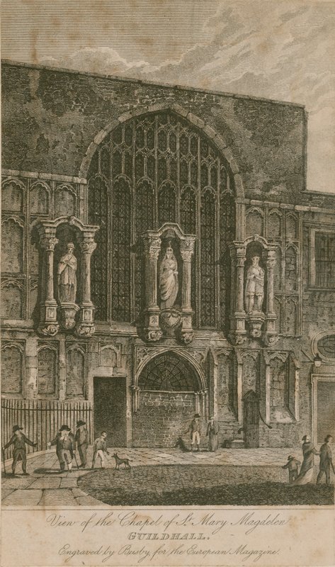 Uitzicht op de Kapel van St Mary Magdelen, Guildhall, Londen door English School