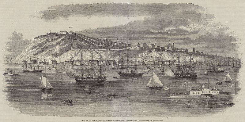 Uitzicht op de stad, citadel en haven van Quebec, Noord-Amerika door English School