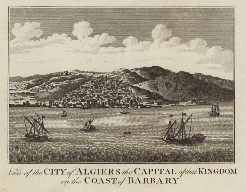 Uitzicht op de stad Algiers, de hoofdstad van dat koninkrijk aan de kust van de Barbarij door English School