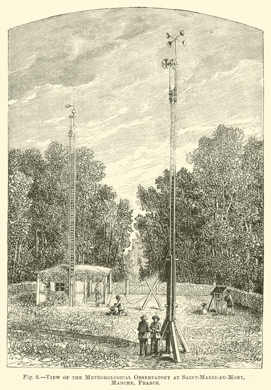 Uitzicht op het Meteorologisch Observatorium in Saint-Marie-du-Mont, Manche, Frankrijk door English School