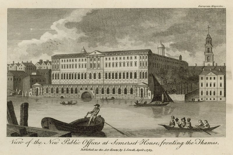 Uitzicht op de Nieuwe Openbare Kantoren bij Somerset House, aan de Theems door English School