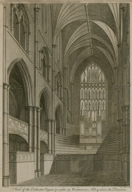 Uitzicht op het Orkestorgel enz. opgericht in Westminster Abbey, Londen door English School