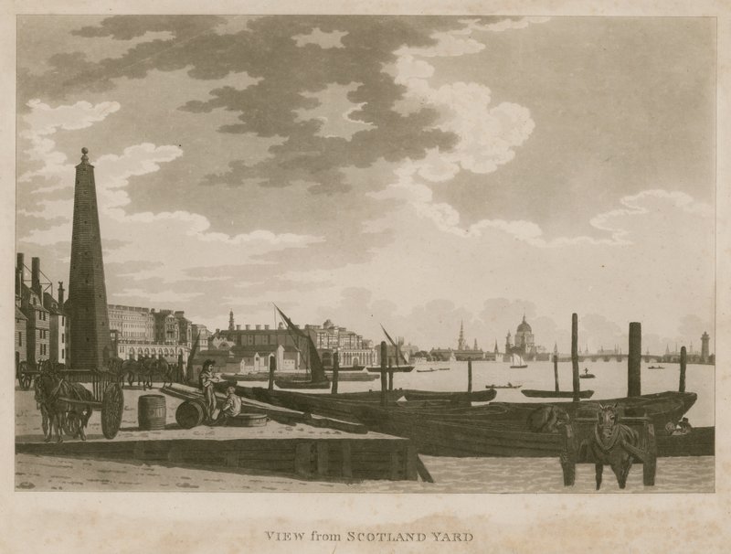 Uitzicht op de rivier de Theems, Londen, vanuit Scotland Yard door English School