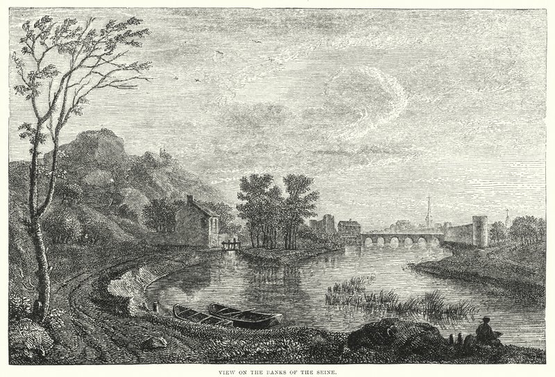 Uitzicht op de Oevers van de Seine (gravure) door English School