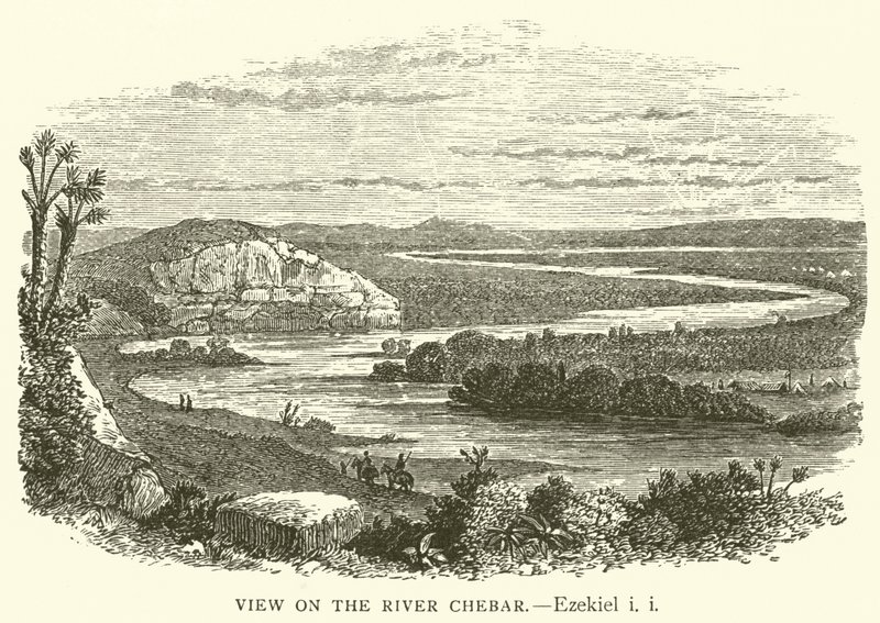 Uitzicht op de rivier Chebar, Ezechiël, i, i door English School