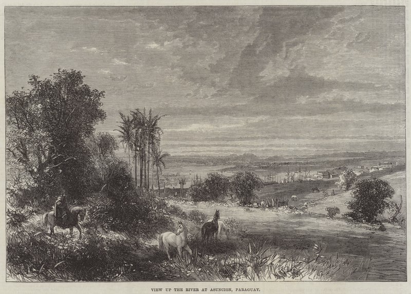 Uitzicht op de rivier bij Asuncion, Paraguay (gravure) door English School