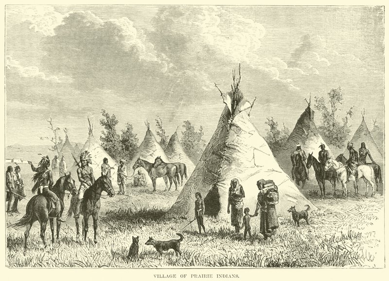 Dorp van prairie-indianen door English School