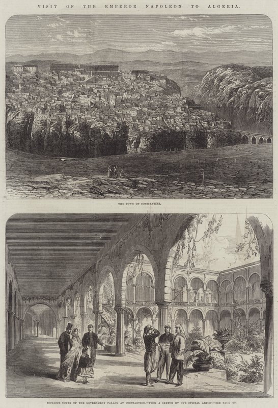Bezoek van Keizer Napoleon aan Algerije (gravure) door English School