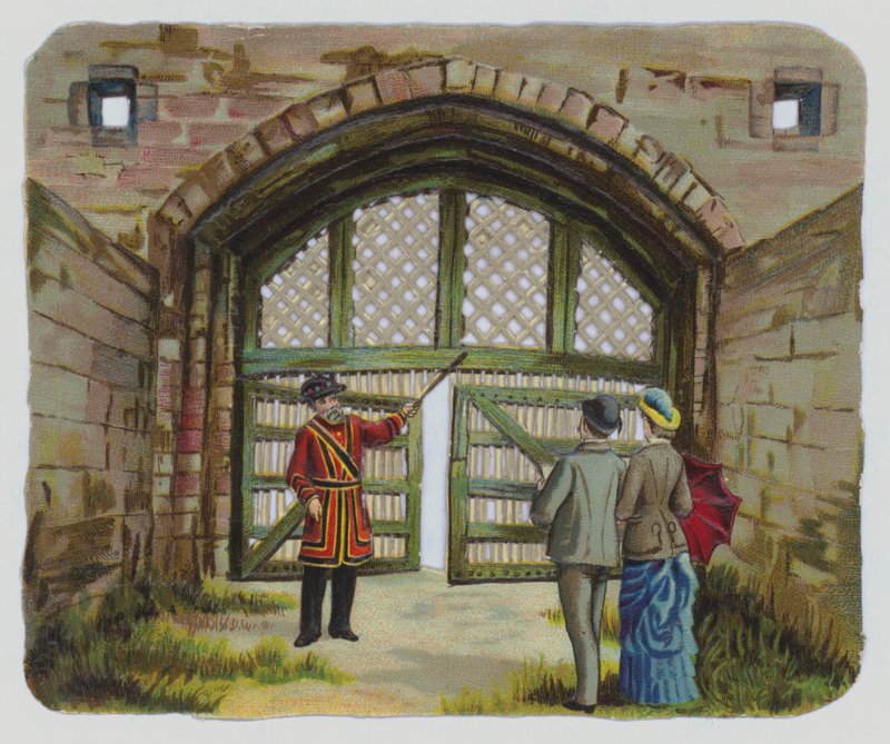 Bezoek aan de Tower of London, Victoriaans knipsel door English School