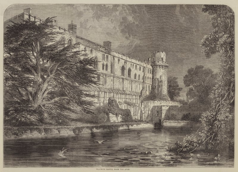 Warwick Castle, vanaf de Avon (gravure) door English School