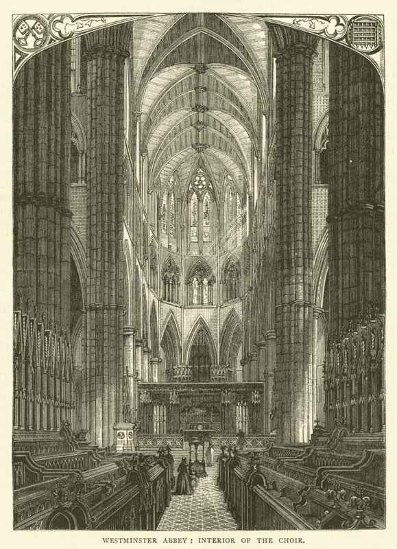 Westminster Abbey, interieur van het koor door English School